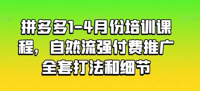 拼多多1-4月份培训课程，自然流强付费推广全套打法和细节-创库88项目资源网