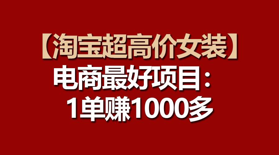 (10514期)【淘宝超高价女装】电商最好项目:一单赚1000多-创库88项目资源网