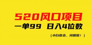 （10544期）520风口项目一单99 日入4位数(小白首选，闭眼做！)-创库88项目资源网
