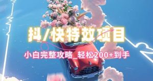 抖音快手双平台特效教程，玩法简单，小白完整攻略，轻松100+到手【揭秘】-创库88项目资源网