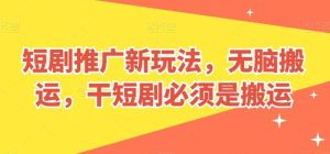 短剧推广新玩法，无脑搬运，干短剧必须是搬运【揭秘】-创库88项目资源网