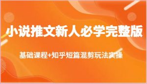 小说推文新人必学完整版，基础课程+知乎短篇混剪玩法实操-创库88项目资源网