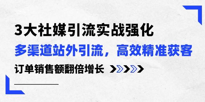 （10563期）3大社媒引流实操强化，多渠道站外引流/高效精准获客/订单销售额翻倍增长-创库88项目资源网