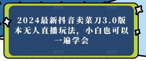 2024最新抖音卖菜刀3.0版本无人直播玩法，小白也可以一遍学会【揭秘】-创库88项目资源网