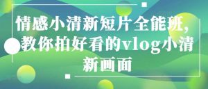情感小清新短片全能班，教你拍好看的vlog小清新画面-创库88项目资源网