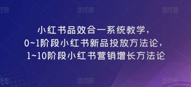 小红书品效合一系统教学，​0~1阶段小红书新品投放方法论，​1~10阶段小红书营销增长方法论-创库88项目资源网