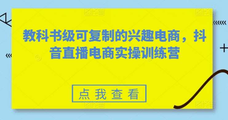 教科书级可复制的兴趣电商，抖音直播电商实操训练营-创库88项目资源网