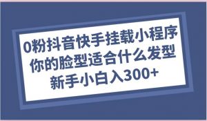 0粉抖音快手挂载小程序，你的脸型适合什么发型玩法，新手小白日入300+-创库88项目资源网