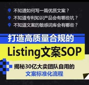 打造高质量合规的Listing文案SOP，掌握亚马逊文案工作的标准化-创库88项目资源网
