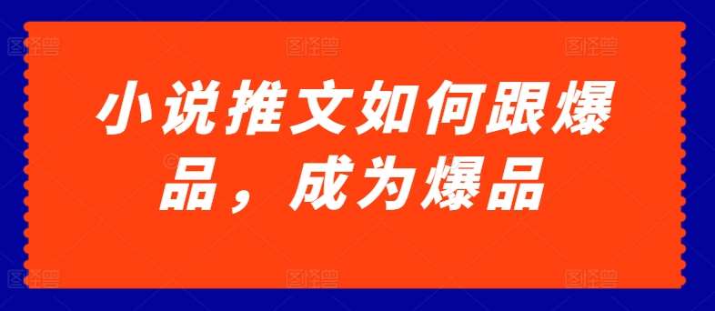 小说推文如何跟爆品，成为爆品【揭秘】-创库88项目资源网