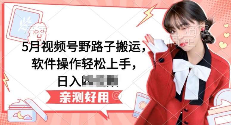 5月视频号野路子搬运，软件操作轻松上手，日入三位数【揭秘】-创库88项目资源网
