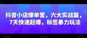 抖音小店爆单营，六大实战篇，7天快速起爆，标签暴力玩法-创库88项目资源网