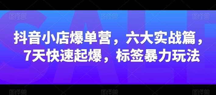 抖音小店爆单营,六大实战篇,7天快速起爆,标签暴力玩法-创库88项目资源网
