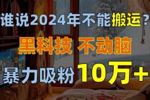 （10634期）谁说2024年不能搬运？只动手不动脑，自媒体平台单月暴力涨粉10000+-创库88项目资源网
