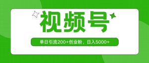 （10639期）视频号，单日引流200+创业粉，日入5000+-创库88项目资源网