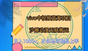 vivo中视频蓝海项目，沙雕动漫无脑搬运，小白也可轻松上手【揭秘】-创库88项目资源网