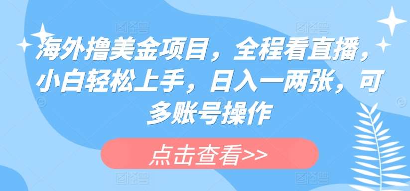 海外撸美金项目，全程看直播，小白轻松上手，日入一两张，可多账号操作【揭秘】-创库88项目资源网