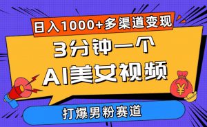 （10645期）3分钟一个AI美女视频，打爆男粉流量，日入1000+多渠道变现，简单暴力，…-创库88项目资源网
