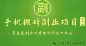 手机搬砖小副业项目训练营1.0，实测1小时收益50+，一部手机轻松日入100+-创库88项目资源网