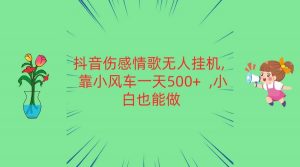 抖音伤感情歌无人挂机 靠小风车一天500+  小白也能做-创库88项目资源网