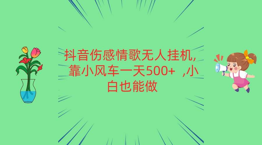抖音伤感情歌无人挂机 靠小风车一天500+  小白也能做-创库88项目资源网