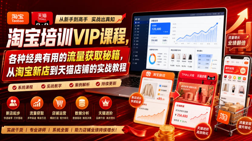 淘宝培训VIP课程，各种经典有用的流量获取秘籍，从淘宝新店到天猫店铺的实战教程（更新10月04日）-创库88项目资源网