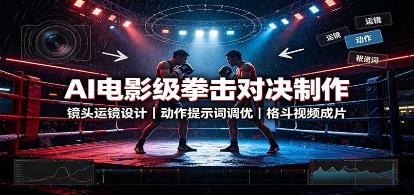 AI电影级拳击对决制作：镜头运镜设计，动作提示词调优，格斗视频成片-创库88项目资源网