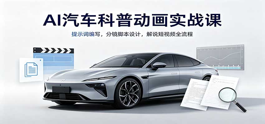 AI汽车科普动画实战课：提示词编写，分镜脚本设计，解说短视频全流程-创库88项目资源网