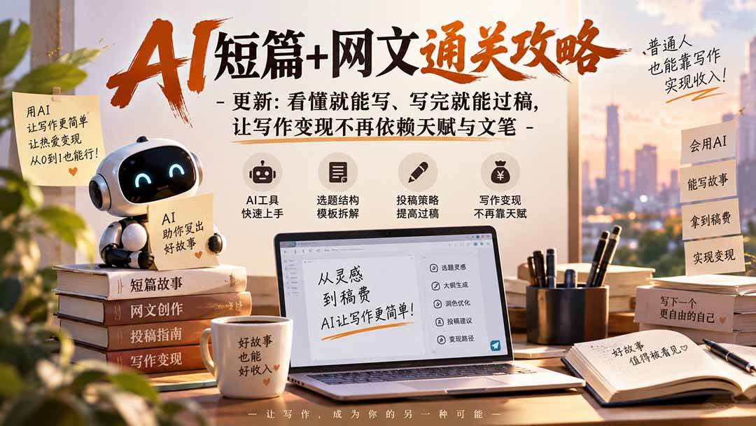 （20861期）AI短篇+网文通关攻略-更新1009：看懂就能写、写完就能过稿，让写作变现不再依赖天赋与文笔-创库88项目资源网