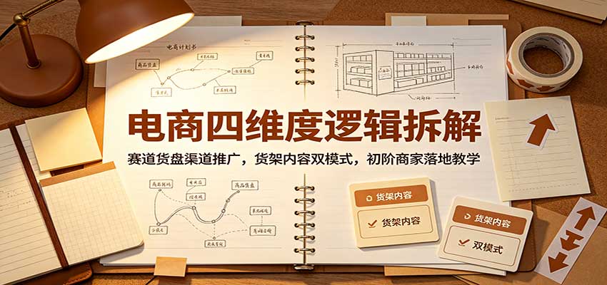电商四维度逻辑拆解：赛道货盘渠道推广，货架内容双模式，初阶商家落地教学-创库88项目资源网
