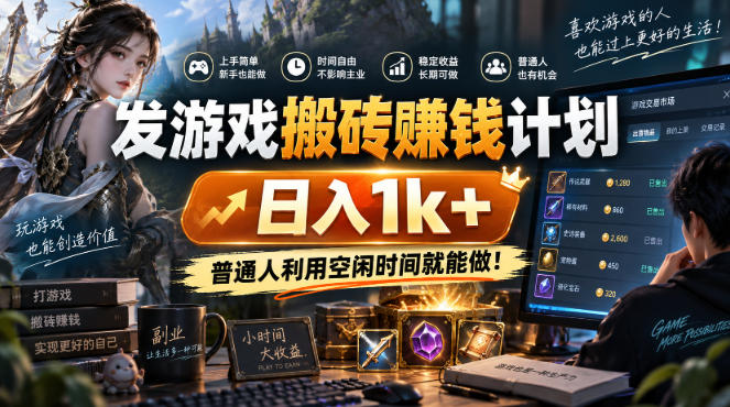 游戏全程自动化打金，日入千元，低成本副业，全程时间零投入！-创库88项目资源网