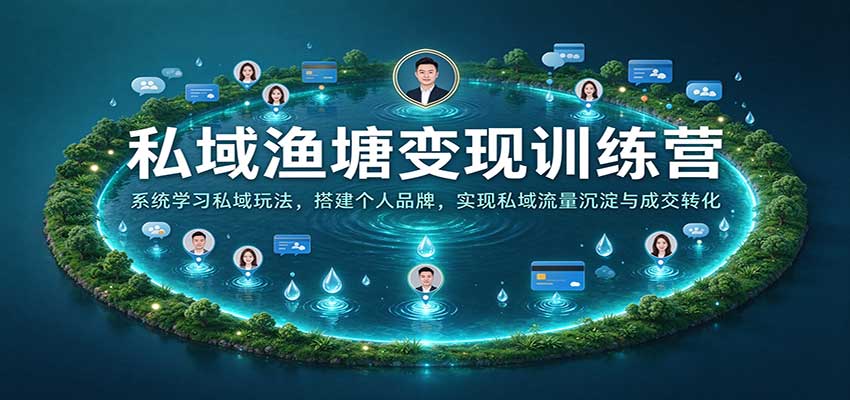 私域渔塘变现训练营：系统学习私域玩法，搭建个人品牌，实现私域流量沉淀与成交转化-创库88项目资源网