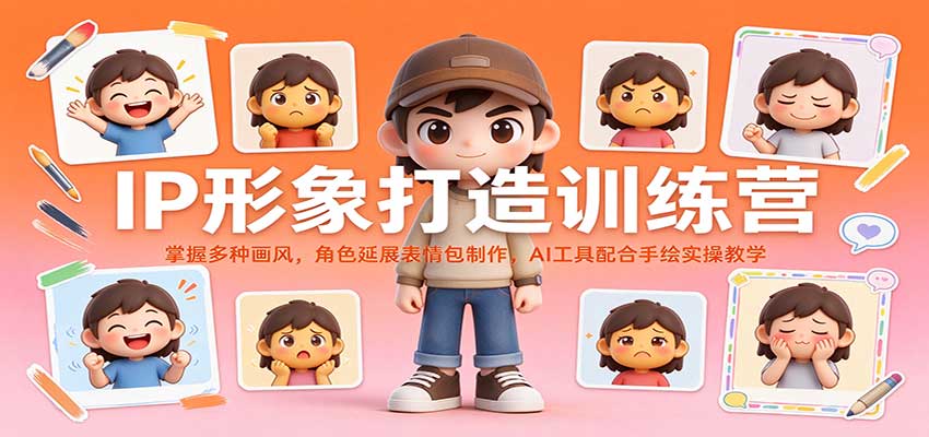 IP形象打造训练营：掌握多种画风，角色延展表情包制作，AI工具配合手绘实操教学-创库88项目资源网