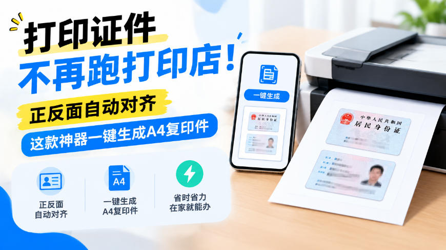 打印证件不再跑打印店！正反面自动对齐，这款神器一键生成A4复印件-创库88项目资源网