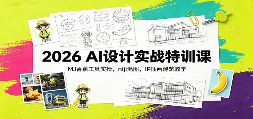 2026 AI设计实战特训课：MJ香蕉工具实操，niji混图，IP插画建筑教学-创库88项目资源网